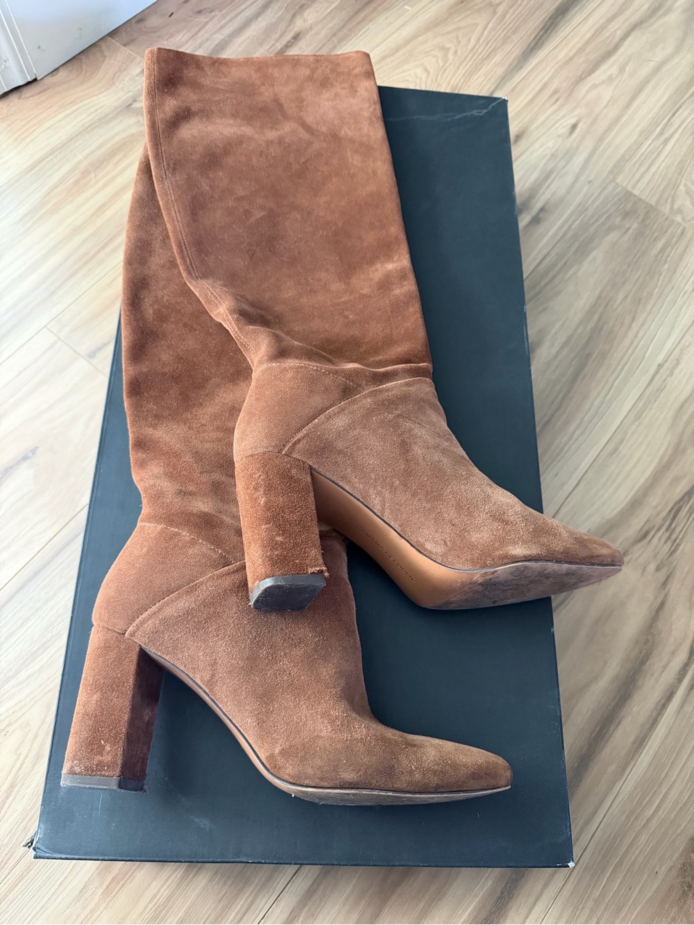 Banana Republic 7.5 Brown Suede Knee-High Block Heel Boots